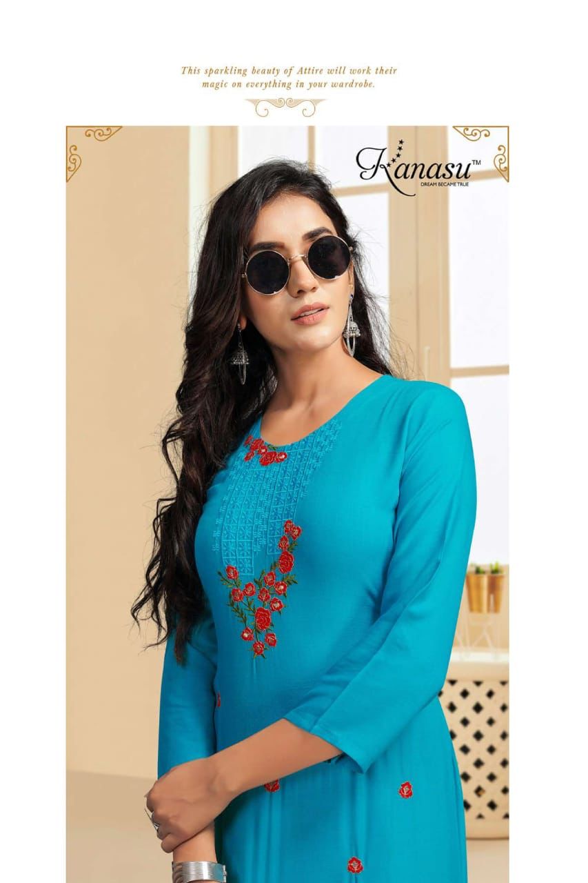 Kanasu Perry Classic Ethnic Wear Heavy Rayon Designer Kurti Collection